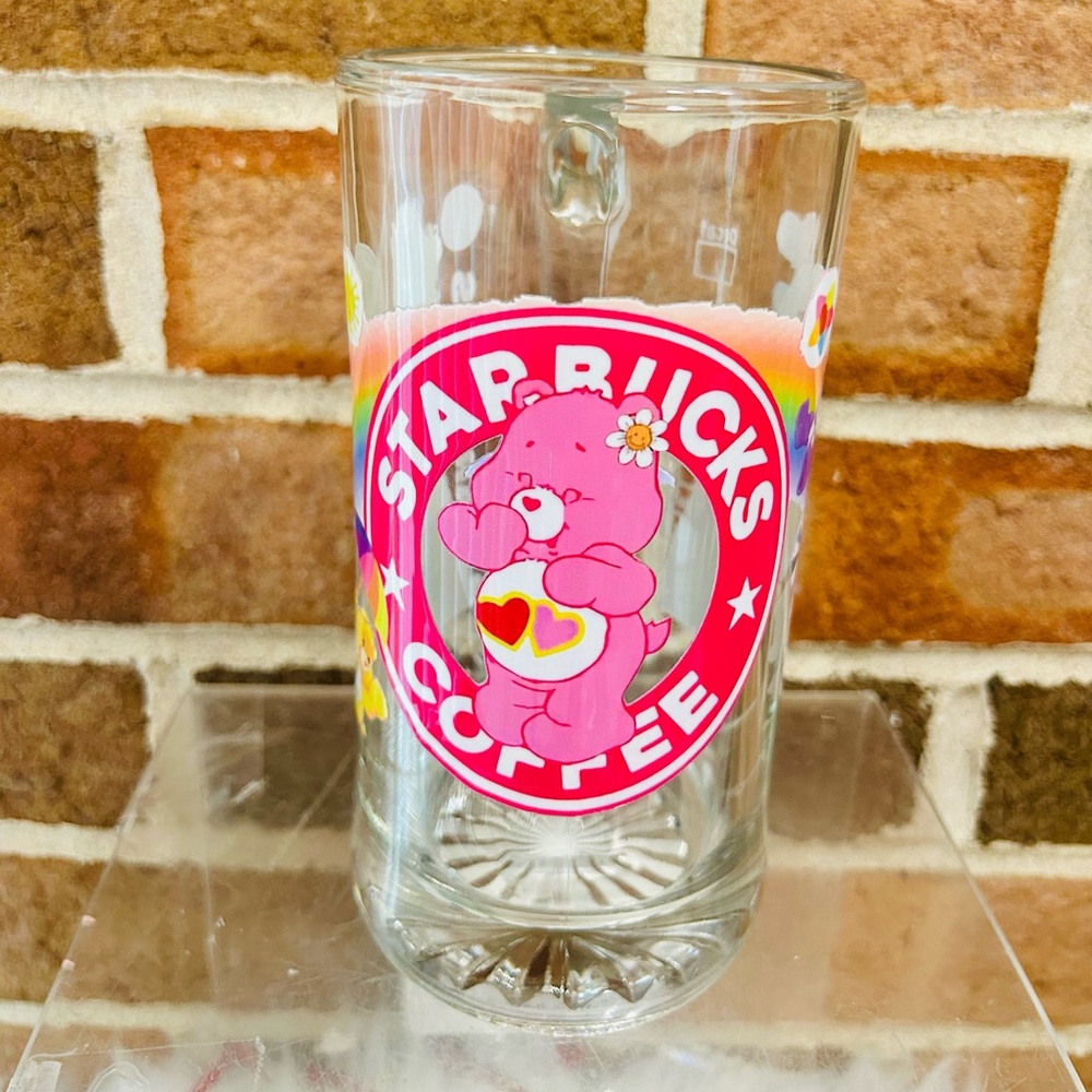 Glass Heavy Sports Mugs with Handles   26.5 oz.( Carebear)
